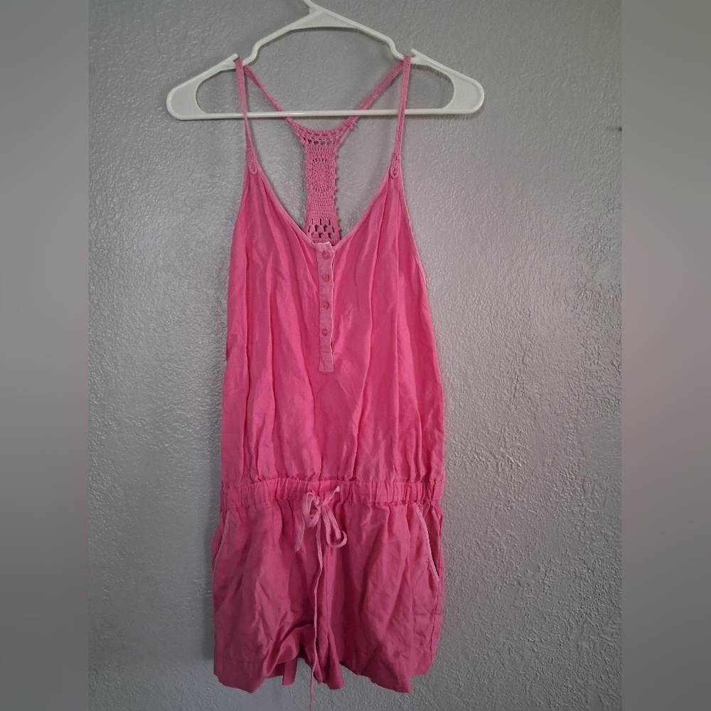London Jean 100% Linen Sleeveless Pink Romper 8